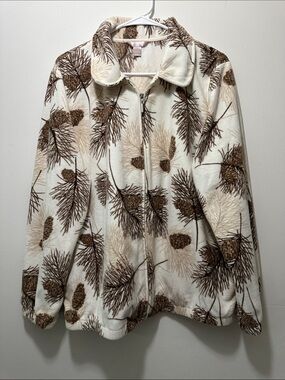 White Stag Plush full zip jacket in Cream and Brown